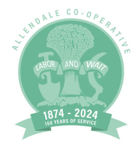 Allendale Coop 150 years anniversary logo