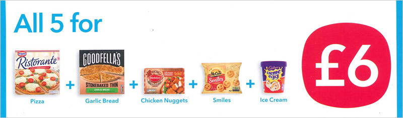 Frozen Meal Deal up to mid-April: all 5 for £6