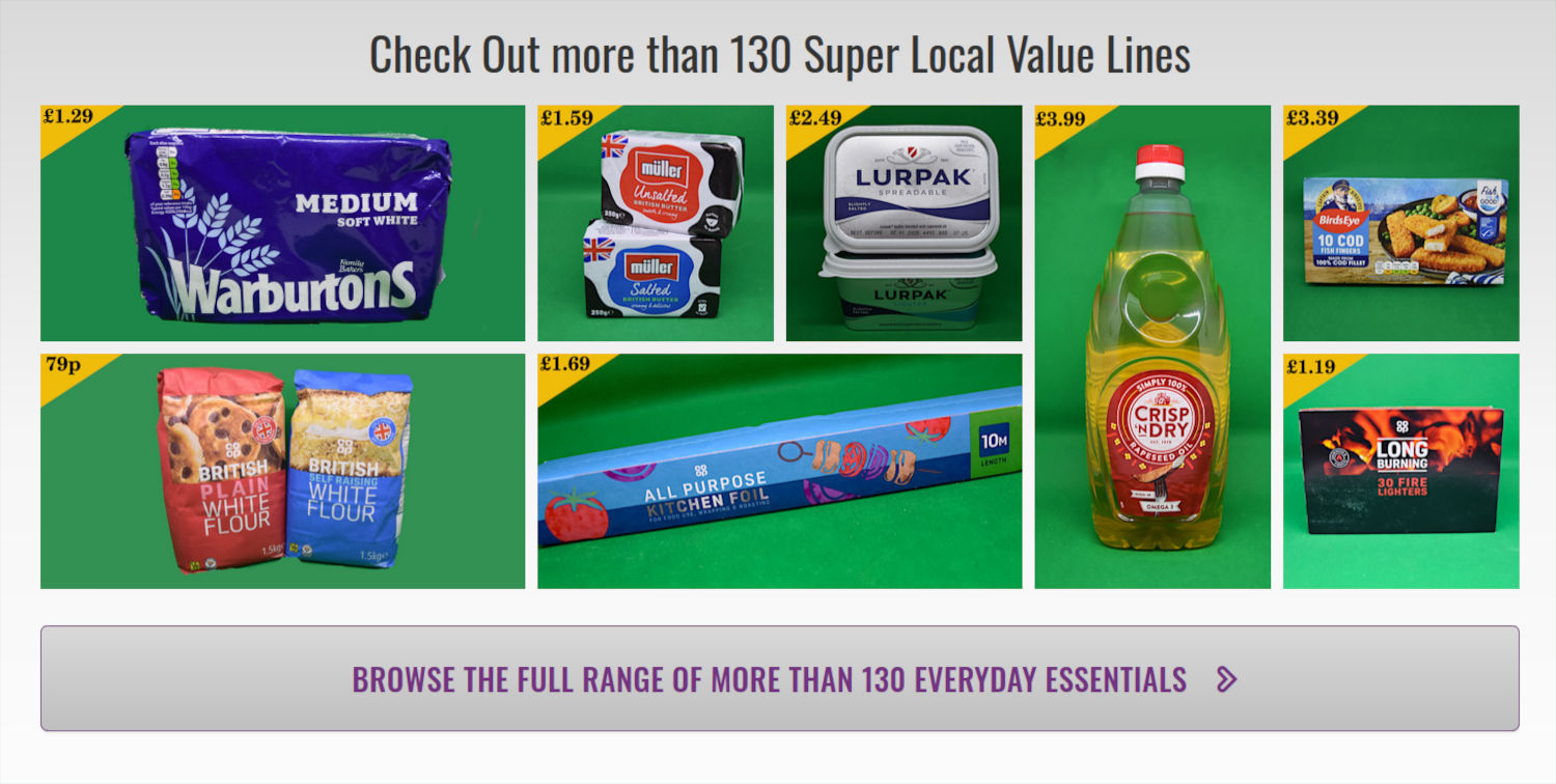 Browse the full range of 130 local value everyday essentials