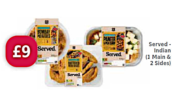 SERVED: Indian Food (1 main + 2 side dishes)